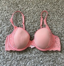 Vintage Victorias Secret Angel Lace Sequin Demi Lined Bra 36B 2000s Y2K Pink
