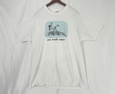 VTG Grimm One Track Mime  T-Shirt Size Large Cotton Humor USA Comic