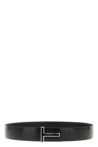 TOM FORD Black Shiny Leather 40mm T Belt New And Authentic