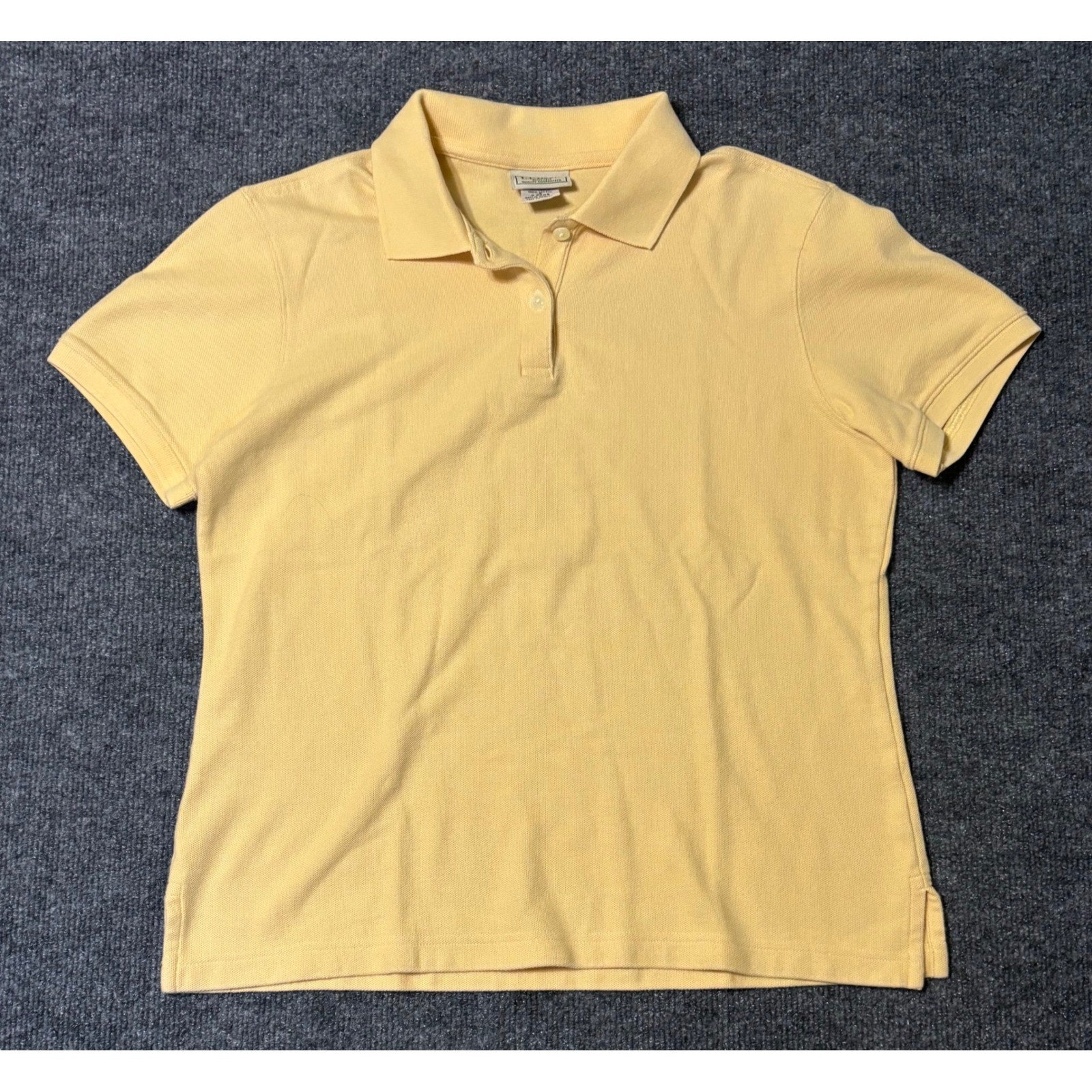 Womens L.L.Bean Yellow Short Sleeve Cotton Polo Shirt Size S