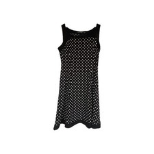 Lauren Ralph Lauren Stretchy Spring Sleeveless Dress Black w/white Polka Dots 10
