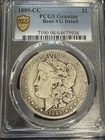 1889 CC Morgan Silver Dollar PCGS Genuine - VG Details (98 - Damage)