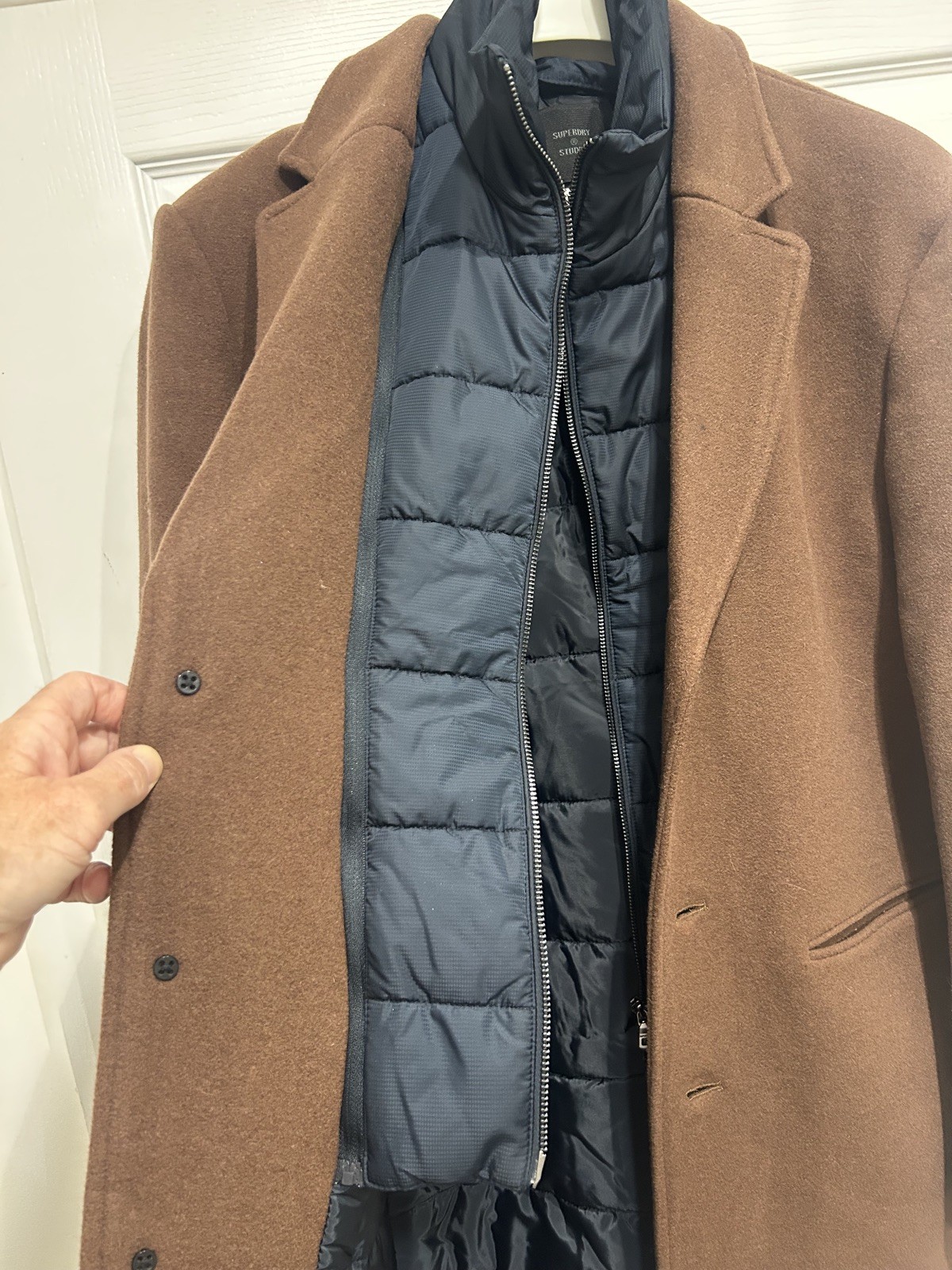 Superdry Mens Studios Wool Padded Town Coat Eclipse - Size 2XL image 8