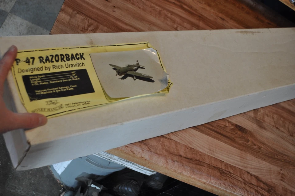 VTG RARE Hobby Hanger P-47 Thunderbolt Razorback 1/12th Scale RC WOOD KIT - Image 2 of 4