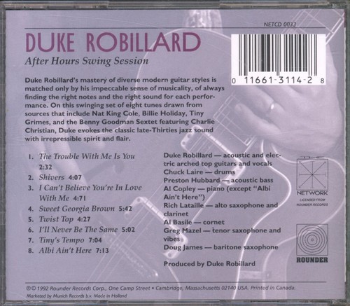 Duke Robillard After Hours Swing Session CD Europe Network 1992 NETCD0033 - Bild 2 von 3