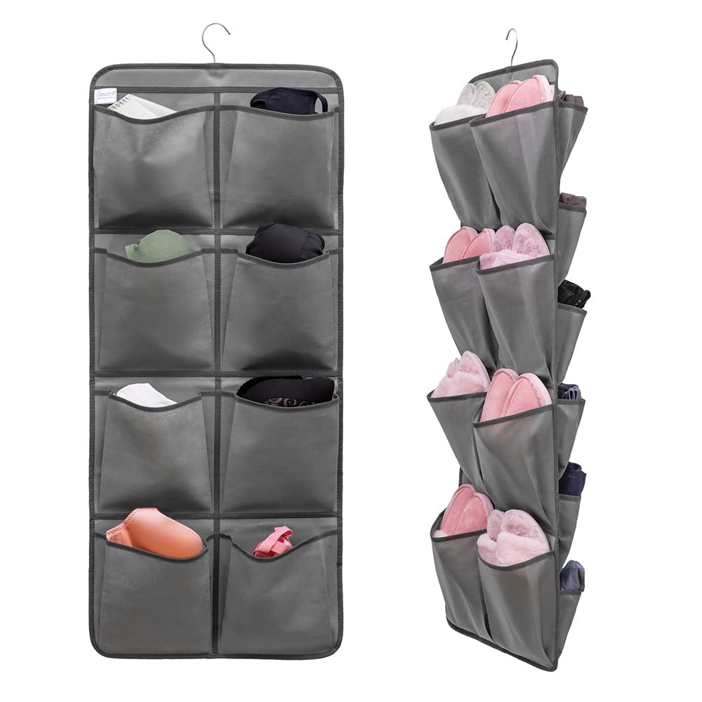 Dual Sided Hanging Closet Organizer with 26 Large Pockets for Shoes Storage