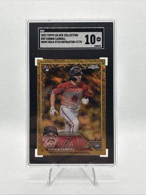2023 Topps Gilded CORBIN CARROLL Gold Etch Wave Chrome Refractor /75 (RC) SGC 10