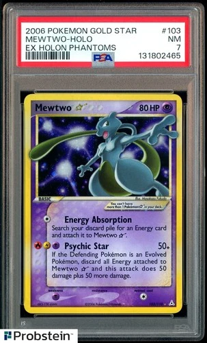 2006 Pokemon Gold Star EX Holon Phantoms #103 Mewtwo Holo PSA 7 NM