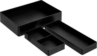 Amazon Basics Rectangular Plastic Desk Organizer Bundle, 3 Pieces with Half