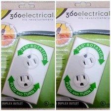 2 360 Electrical 36010 W Rotating Duplex Outlet White End Plug Hassles Plug Turn