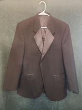 Mens Black Tuxedo Jacket Wide Peak Satin Lapel with Cumberbund