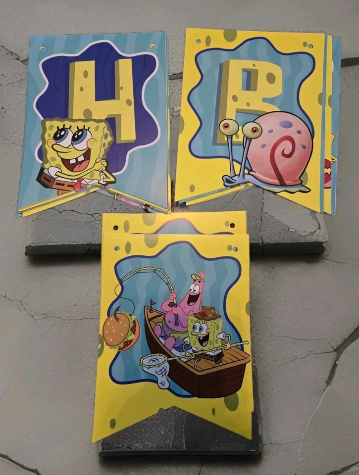 Animated Yellow Sponge Theme Party Pack With 3x5 Ft Banner/ 20 Guest - Image 3 of 4