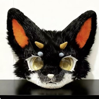 Fursuit Long haired Dog Fox Mascot Party Halloween Fur Cosplay(head)