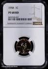 1958 1C Proof Lincoln Wheat Cent NGC PR 68 RD