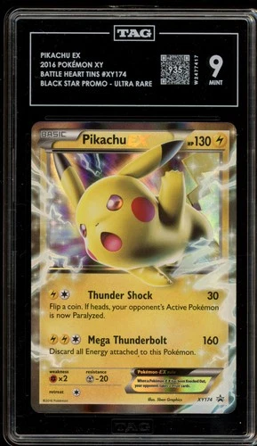 Pokemon Pikachu EX Battle Heart Tins Black Star Promo XY174 TAG 9 Mint