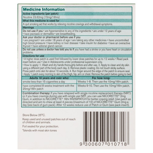 Nicorette Dejar De Fumar Nicotina 16 Horas Invisipatch Paso 2 Paquete de 7 - Imagen 2 de 2