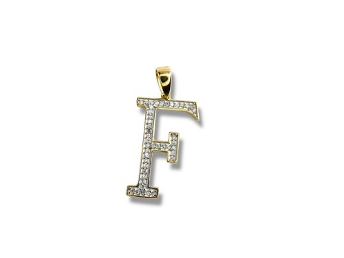 10k Gelbgold natürlicher runder Diamant Buchstabe F Anhänger - Bild 2 von 6
