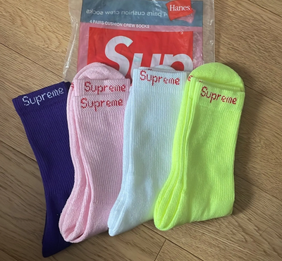 Supreme X Hanes Crew Socks - Full color, 4 Pack, Size 6-12 | eBay
