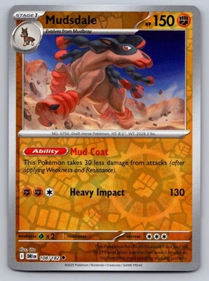 Mudsdale 108/182 UC Destined Rivals Pokemon Reverse Holo NM