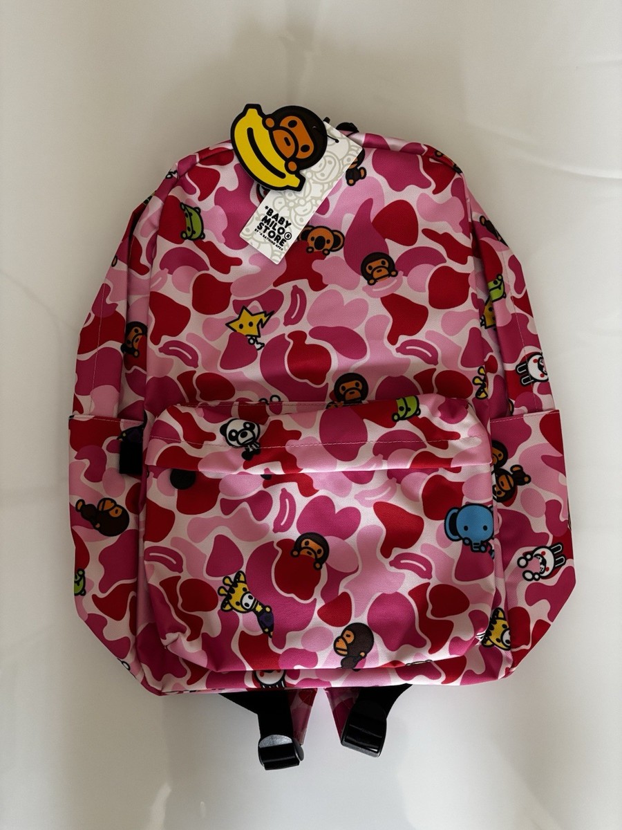 Authentic A Bathing Ape Bape Baby Milo Backpack #1 Pink New Back
