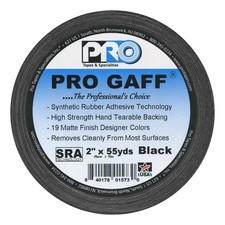 Pro Tapes Pro Gaff Gaffer Tape Black 2" x 55 yds.