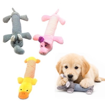 3 Pack Plush Dog Puppy Chew Toy Bundle Lot Squeaky Duck Pig Elephant