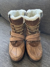 Polo Ralph Lauren Boots Size 5.5 Boys Tavin Sherpa Lined Leather Suede Brown