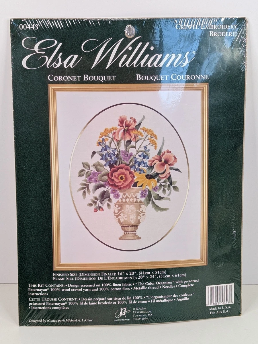 Kit Broderie Crewel Elsa Williams Jacobean Basket Sampler 12x12 Neuf