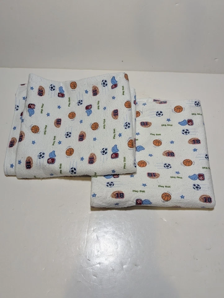 Lote De 2 Mantas Receptoras De Algodón Carter's De Colección Pelota De Juego Deportiva 30"x40" Foto 2 de 4