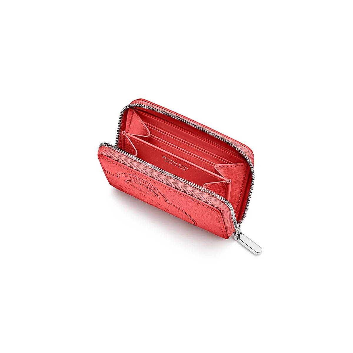 Return to Tiffany™ Small Zip Wallet Hibiscus Red Leather Stylish