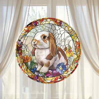 Easter Bunny Stained Glass Suncatcher, Window Hanging Decor