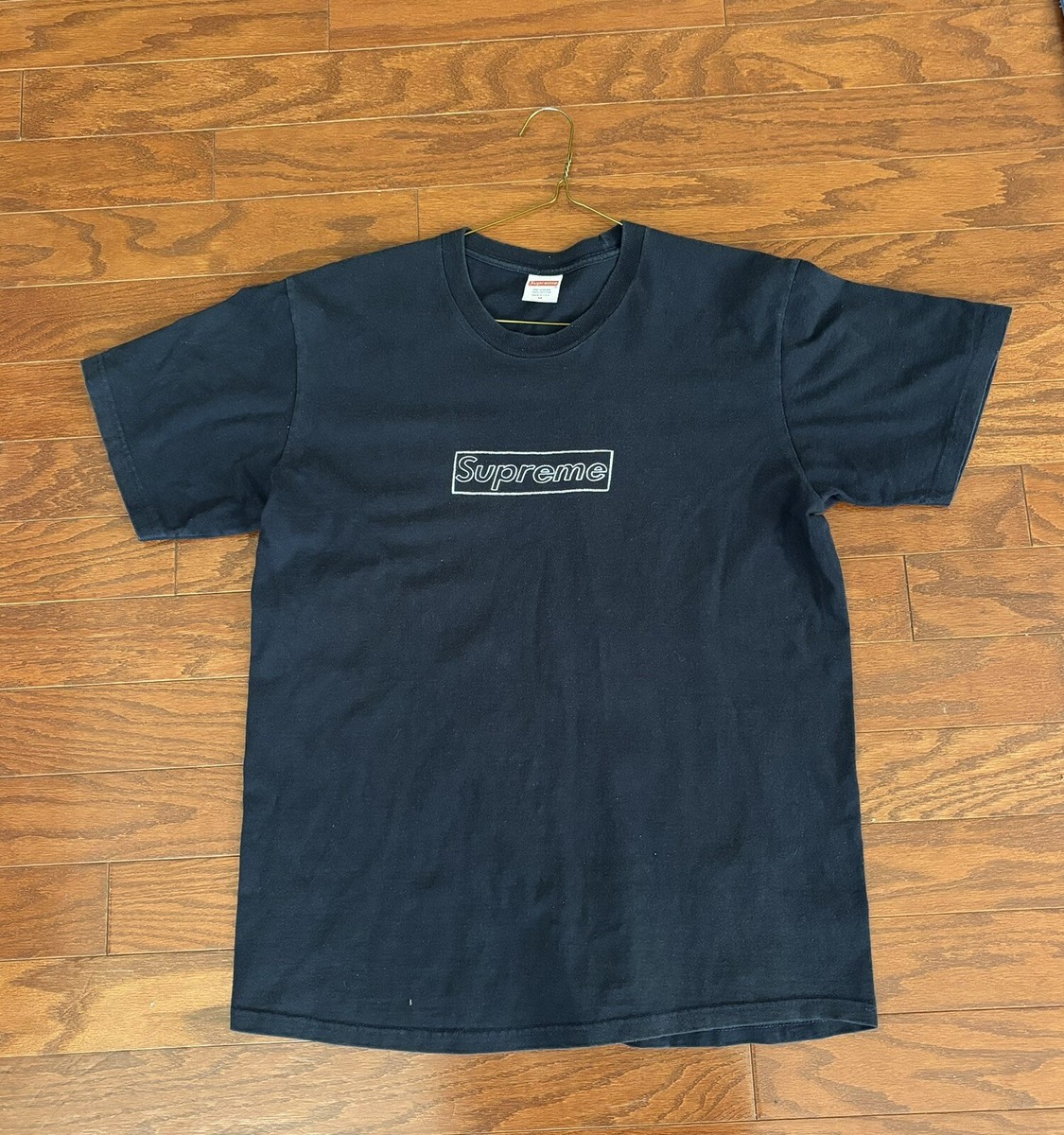 Supreme KAWS Chalk Box Logo Shirt Navy Med w/ Extras | eBay