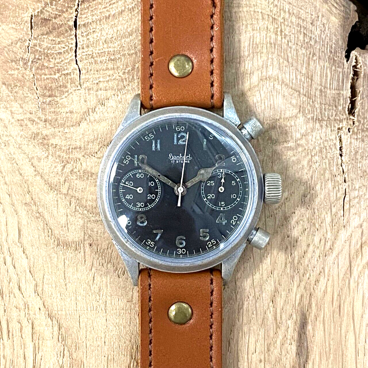 212] HANHART Vintage Flyback Doublepusher Chronograph WW2
