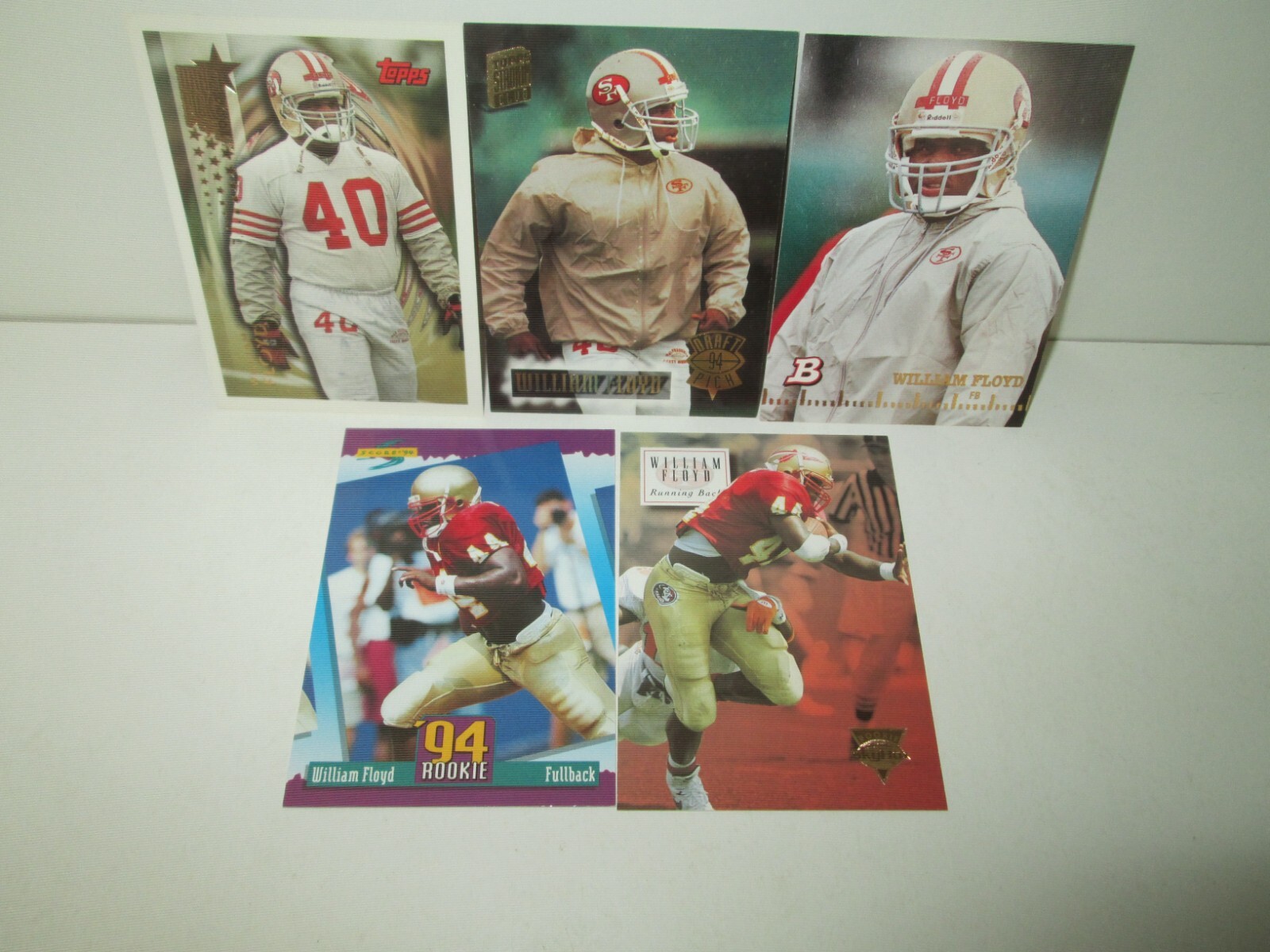 LOT OF 5 WILLIAM FLOYD 1994 Rookie Cards Topps Score 618 184 35 289 169 49ERS