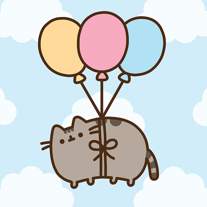 Pusheen - Balloons - Official 40 x 40cm Stretched Canvas Print Wall Art
