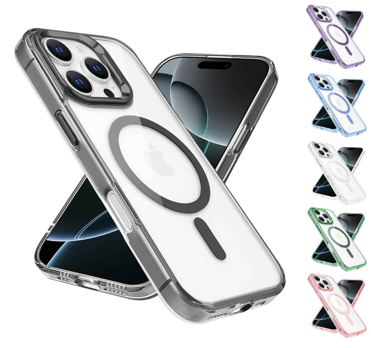 ★DESIGN SKIN★ iPhone 16 Pro Pro Max MagSafe Full Cover Cas For Apple iPhone 16 PRO MAX - Ultra Clear Hard Back TPU Edge