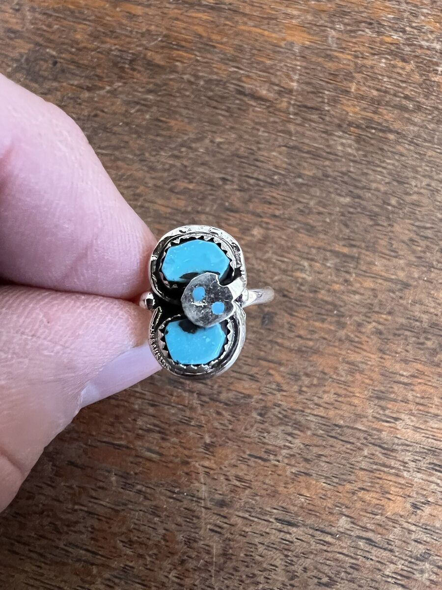 Effie Calavaza Zuni Effie C Turquoise Snake Eyes Ring Size Effie Calavaza Zuni Effie C Turquoise Snake Eyes Ring Size