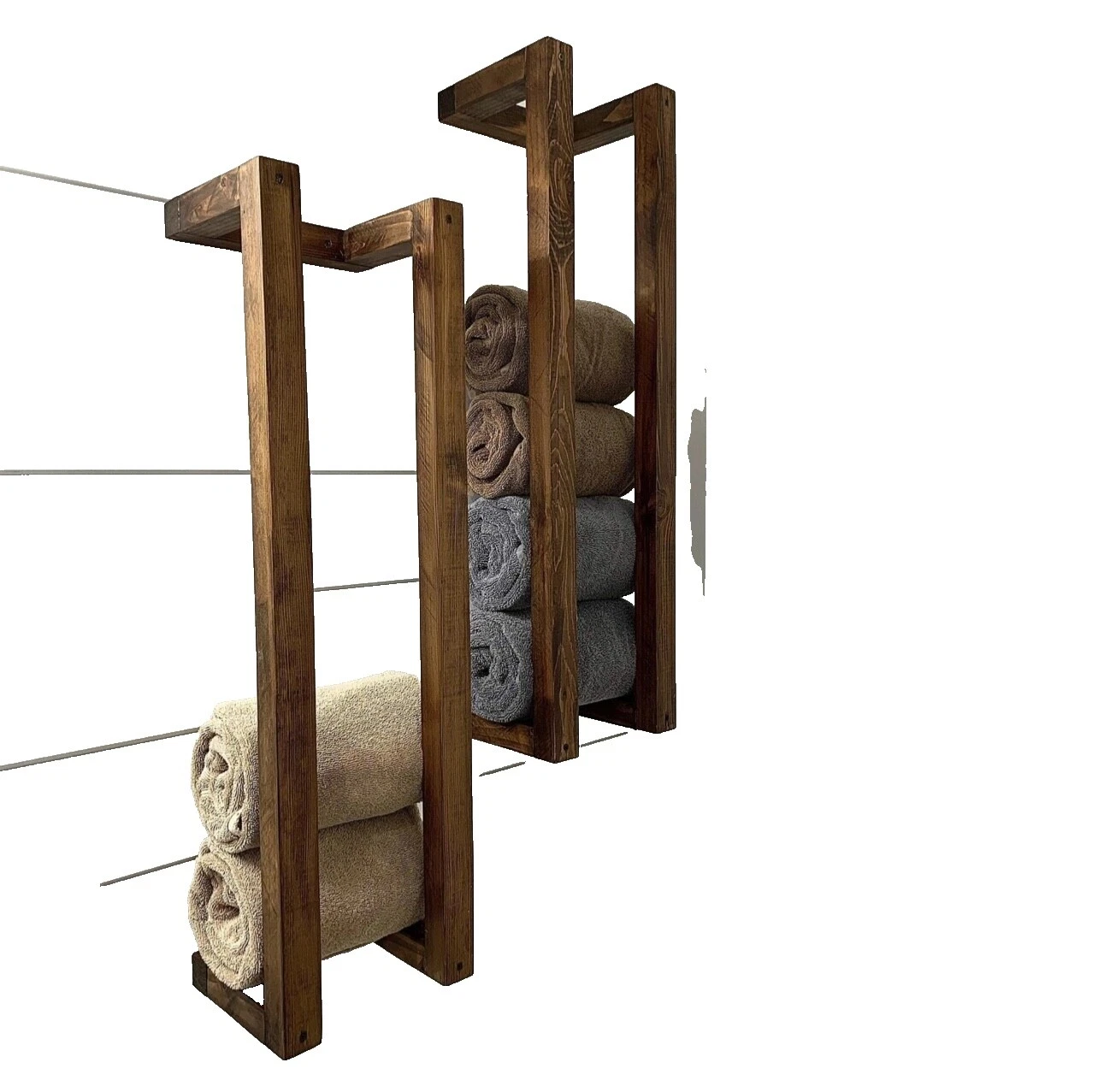 Деревянные стойки для полотенец ручной работы для ванной