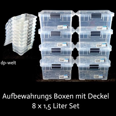 Aufbewahrungsbox mit Deckel 8er Set 1,5 Liter Kunststoffbox Plastikbox Box - Bild 1 von 4