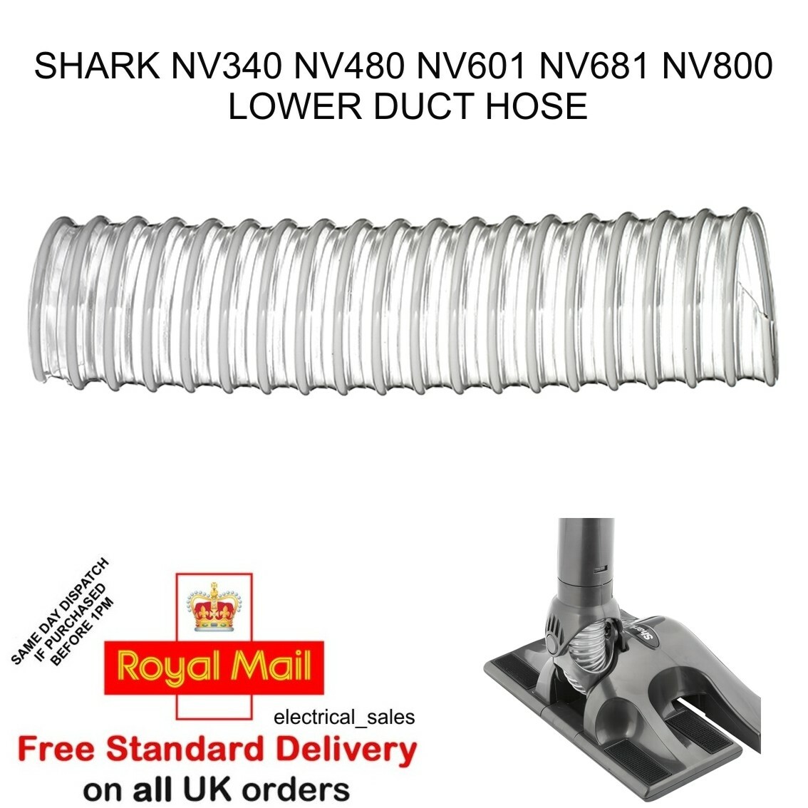 Tubo Flessibile Per Aspirapolvere Shark NV340 NV601 - Ricambio In ABS/PP Con Gabbia In Acciaio - Foto 4