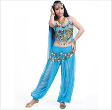 Sequins Top Hip Belt Sequins Pants 3 pcs set Belly Dance Costumes Dancewear NEW