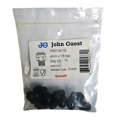 John Guest Black PM010411E Metric Male Connector 4MM O.D.By 1/8'' Bspt Male 10 PK