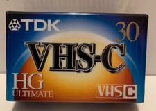 TDK VHS-C Camcorder Video Cassette Tape HG Ultimate Factory Sealed NEW 1 Tape