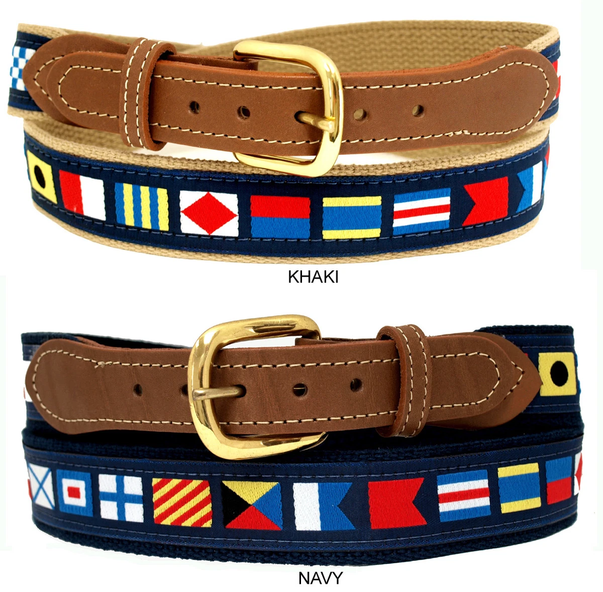 POLO RALPH LAUREN Men\'s‎ Large Flag Belt Nautical yacht club Embroidered Leather yacht_club_burgee_belt.png?v=  main image 3