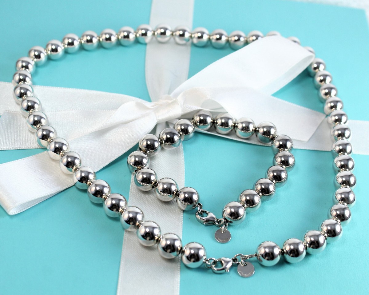 Tiffany & Co Sterling HardWear 10mm Ball Necklace & Matching
