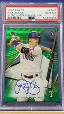 Nick Solak - 2020 Finest Autograph Green Wave Refractor  PSA 10  #63/99