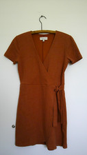 Madewell Texture & Thread Short-Sleeve Side-Tie Dress S Burnt Clay