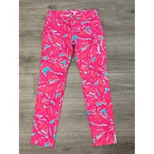 Lilly Pulitzer Kelly Skinny Pants 2 Flirty Sea Pink Tropical Stretch Resort