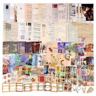Draupnir 200pcs Vintage Junk Journal Supplies,Scrapbook Supplies 200pcs, Art
