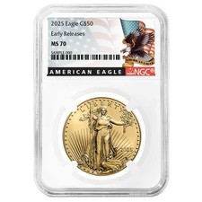 2025 $50 American Gold Eagle 1 oz NGC MS70 ER Black Label 4700.15 per troy oz